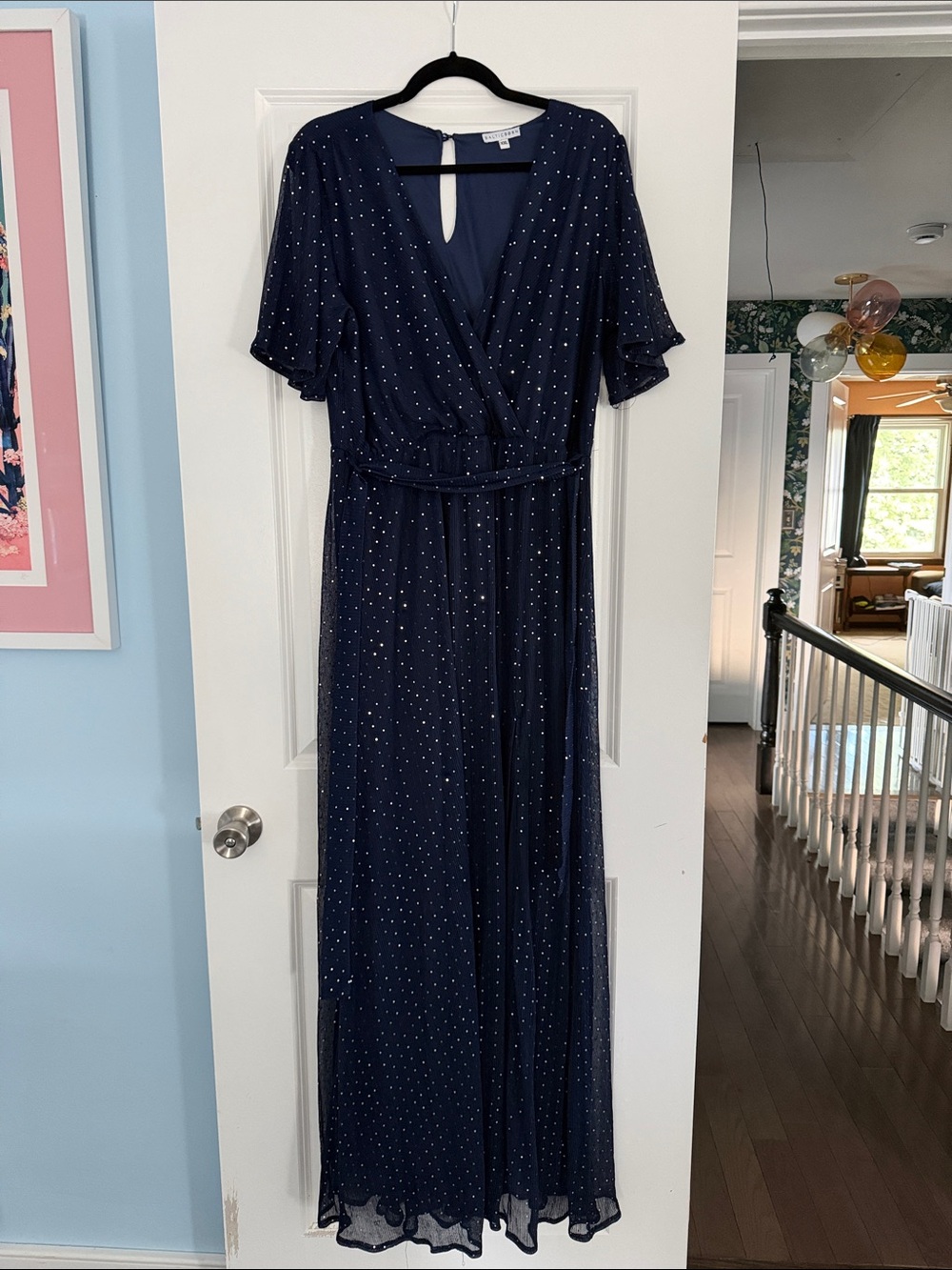 Baltic Born Navy Maxi Dress with Sparkle Dot Accents
